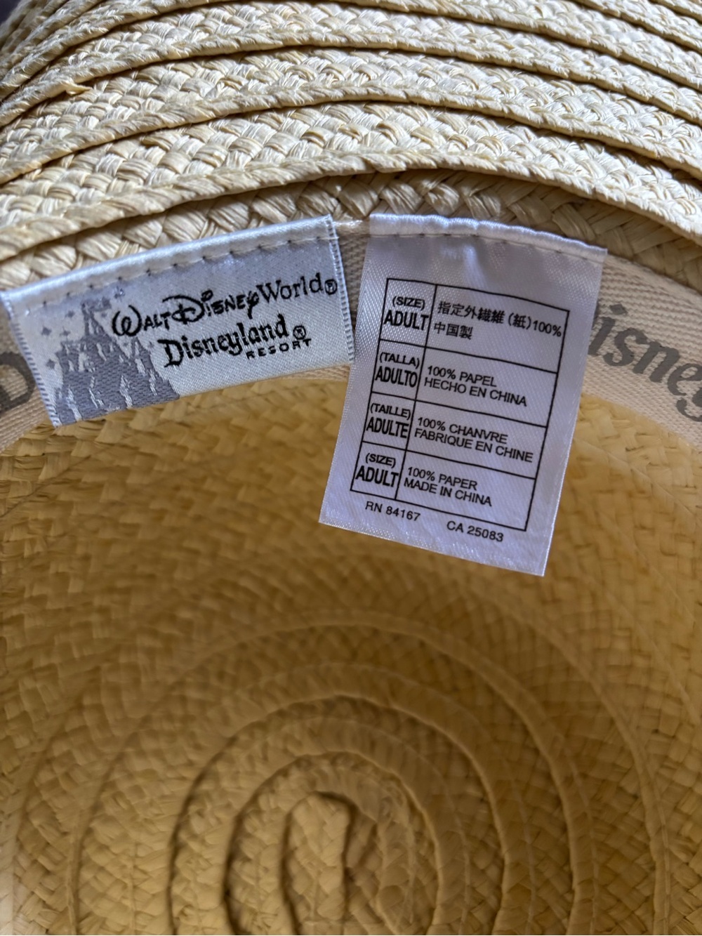 Disney Beige Wide Brim Sun Hat with Dark Brown Trim and Mickey Mouse Meta Detail - Picture 4 of 6